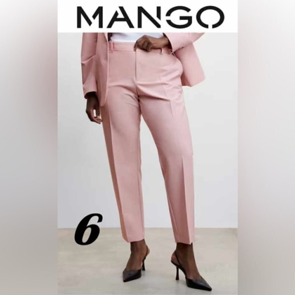 Mango - Women's Straight Suit Trousers - Pale Pink. Size: 6 (US). NWT